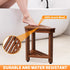 MISSEND 15 Shower Foot Rest in, Acacia Shower Stool for Shaving Legs,Corner Bath Shower Bench with Starage Shelf