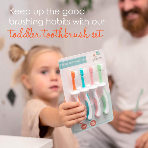 Cherish Baby Care Toothbrush Set - Award-Winning BPA-Free Infant Toothbrush for 3-24 Months (Teal)