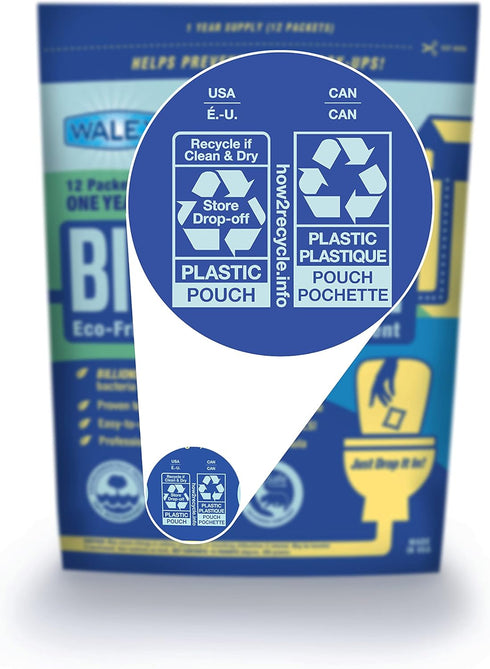Walex Bio-Active Home Residential Septic Tank Treatment, 1 Year Supply, 12 Treatments with Beneficial Enzymes