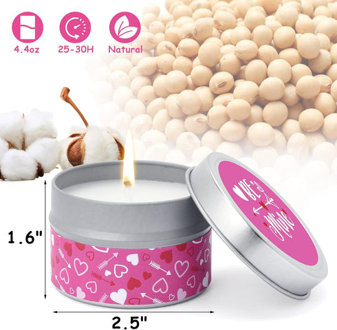 Set, 4 Pack 4.4 oz Tuitessine Valentines Day Scented Candle Gift Aromatherapy Made from Essential Oil, Candles for Home