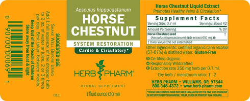 Herb Pharm Liquid Extract for Healthy Veins and Circulation, Horse Chestnut, 1 Fl Oz