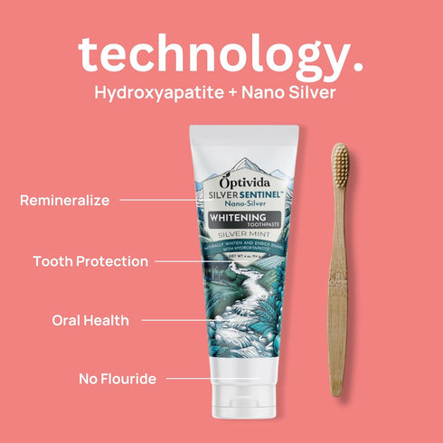 Hydroxyapatite Toothpaste by Optivida Health | Teeth Whitening with Nano Silver, Fluoride Free, Supports Gum Health