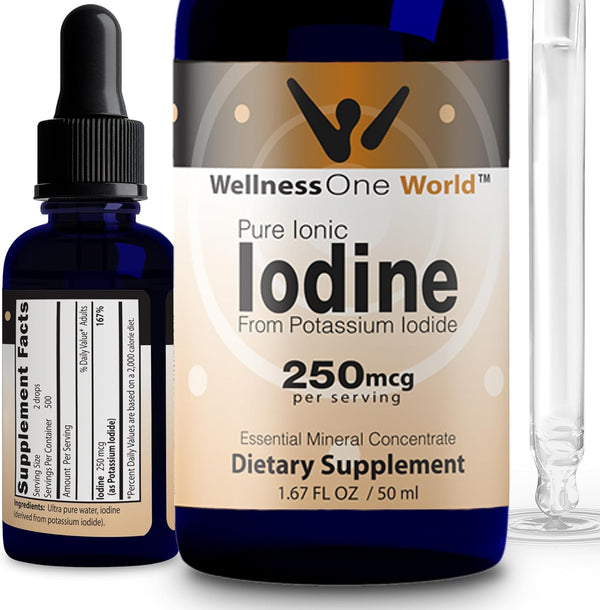 WellnessOne Iodine Drops for Thyroid Support - Fast Acting Liquid Iodine Supplement