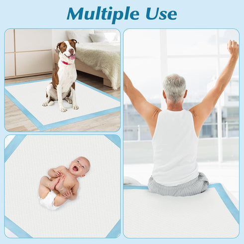 Wowflash 50 Count 36" 36" x Super Absorbency Disposable Underpads - Leakproof Quick Drying Pads for Baby, Puppy