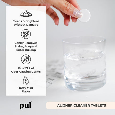 PUL Aligner Cleaner Tablets (Pack of 30) – For Cleaning All Clear Aligners, Invisalign & Retainers – Removes Odor,