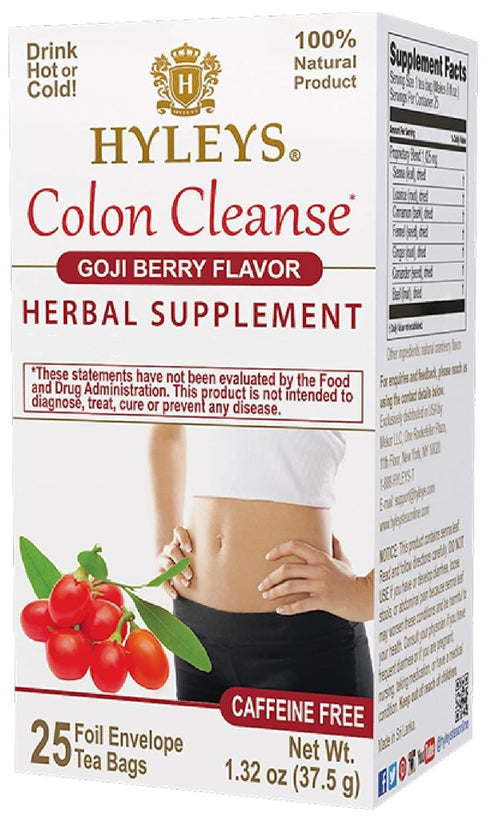 Hyleys Colon Cleanse Tea, Goji Berry Flavor - 25 Tea Bags (1 Pack) for Digestive Health