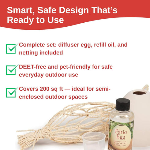 Set 3-Month 300 Skeeter Screen Patio Egg Diffuser Decorative Essential Oil with Supply No Flame or Power Includes