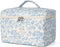 Large Floral Quilted Makeup Bag for Women, Cotton Cosmetic Bag Set, Flower Travel Toiletry Bag
