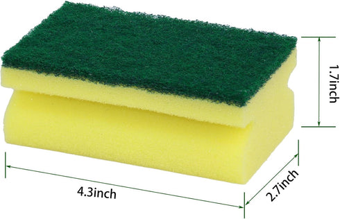 Eco Non-Scratch Sponges, Scrub Pads for Kitchen and Dish Cleaning, 12 Scrubbing Sponges + Draining Rack