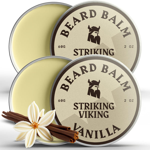 Striking Viking Beard Balm for Men, Leave In Conditioner, Scented Beard Styling Balm, Vanilla 2 Ounce (Pack of 2)