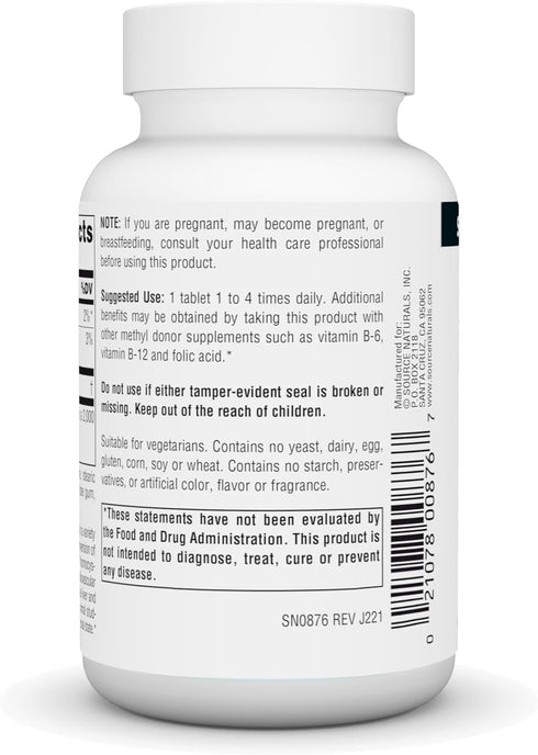 Source Naturals TMG 750mg Trimethylglycine, 60 Tablets