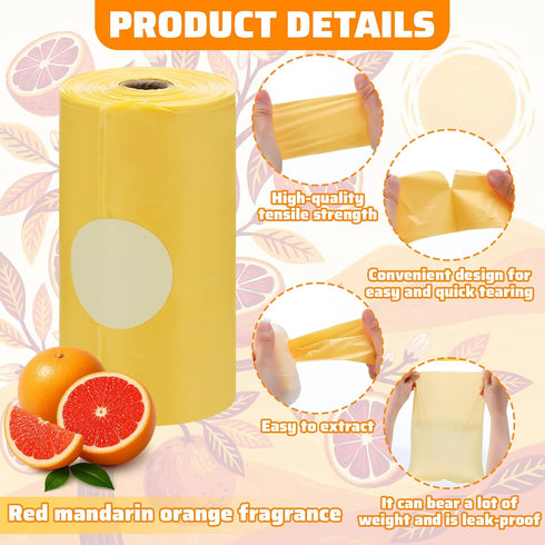Qeeenar 20 Rolls/300 5 Disposable Diaper Sacks with Red Orange Scented Refill Bags Waste Bags with Dispenser