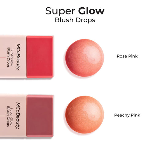 MCoBeauty Super Glow Blush Drops, Peach Pink, Luminous Flush for Radiant Cheeks, Vegan Cosmetics
