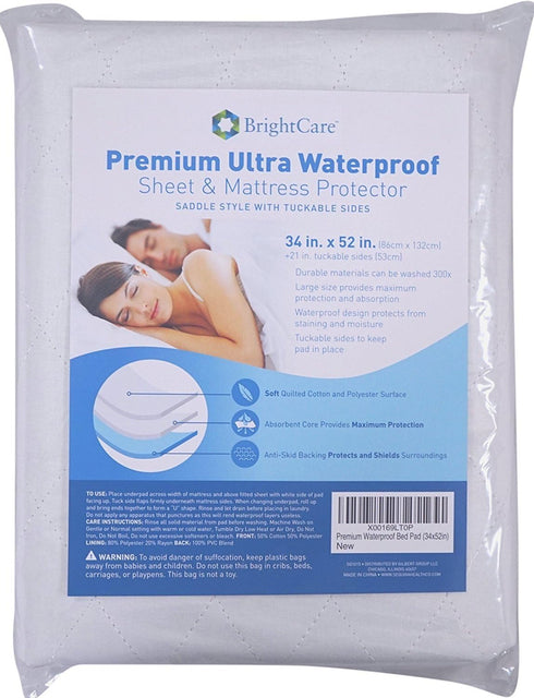 Sequoia Health (34 52 Inch) 300x Saddle Style Absorbent Bed Pad with Tuck-in Sides x - Waterproof Washable