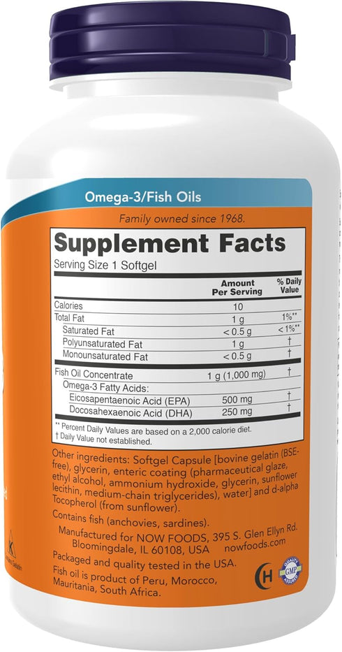 NOW Supplements, Ultra Omega-3 Molecularly Distilled and Enteric Coated, 180 Softgels