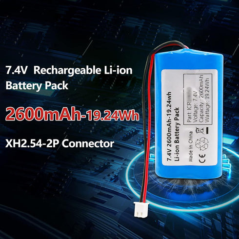 7.4V 2600mAh-19.24Wh Rechargeable Li-ion Battery Pack, Replacement Batteries for DIY Electronics