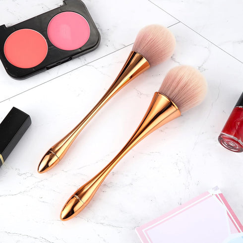 2 Pieces Large Kabuki Makeup Brushes, Soft Fluffy Foundation and Blush Brush for Loose Powder, Rose Gold