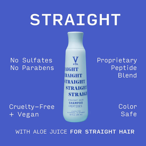 V&Co. Beauty Straight Hair Moisturizing Shampoo with Peptide Technology, 12 oz