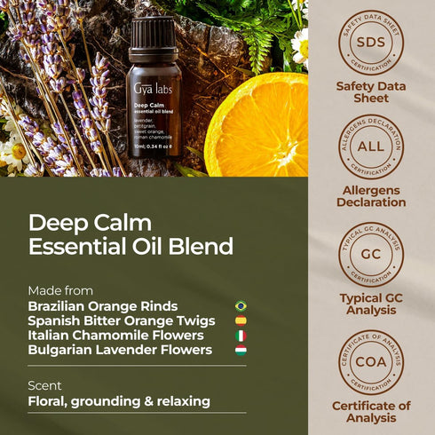 Gya Labs Deep Calm Essential Oil for Diffuser Blend, 100% Natural Calm Oil for Aromatherapy and Relaxing