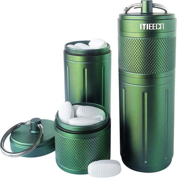 Two-Layer Large Pill Organizer, Waterproof Pill Case for Pills, Vitamins, Supplements, Size: 1.6 x 1.6 x 4.4 in (Green)