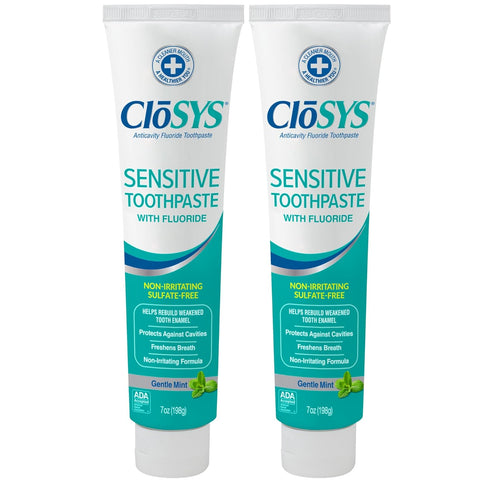 CloSYS Fluoride Toothpaste, 7 Ounce, Gentle Mint, Whitening, Enamel Protection, Sulfate Free, 2 Pack