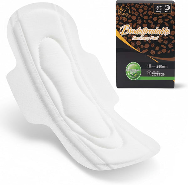 VM89 Biodegradable Sanitary Pads with Wings Organic Cotton Pads for Women, Day