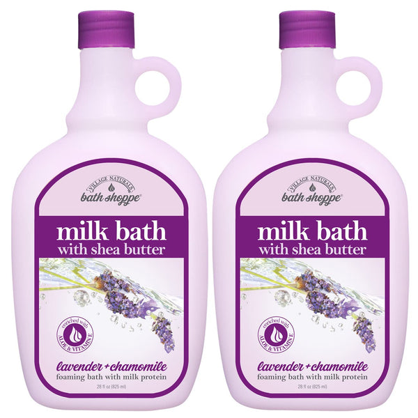 Moisturizing Lavender Chamomile Milk Bath - Hydrates Skin - Made With Shea Butter and Vitamin E (Pack of 2 Bottles, 28