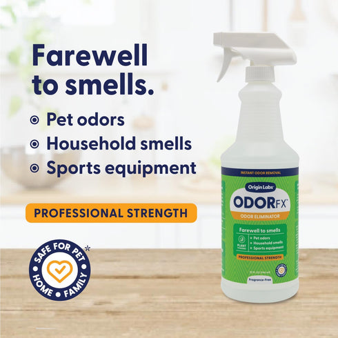 OdorFx Pet Odor Remover, 32 Fl Oz, Rug, Upholstery and Carpet Cleaner Solution, Fragrance Free Air Freshener