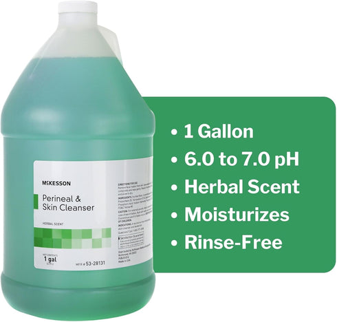 McKesson Perineal Skin Cleanser, Rinse-Free, Herbal Scent, 1 gal, 1 Count