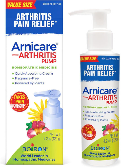 Boiron Arnicare Arthritis Cream Pump - Pain Relief for Knees, Hands, Wrists, Elbows, Joints & Muscles, 4.2 oz