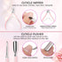 Makartt Nail File and Buffer, Pink Basic Nail Prep Kit with Cuticle Trimmer, Beginner Manicure Kit Nail Care Kit with Cuticle Clipper, Cuticle Trimmer and Nail Brush for Natural Acrylic Nails(7pcs)