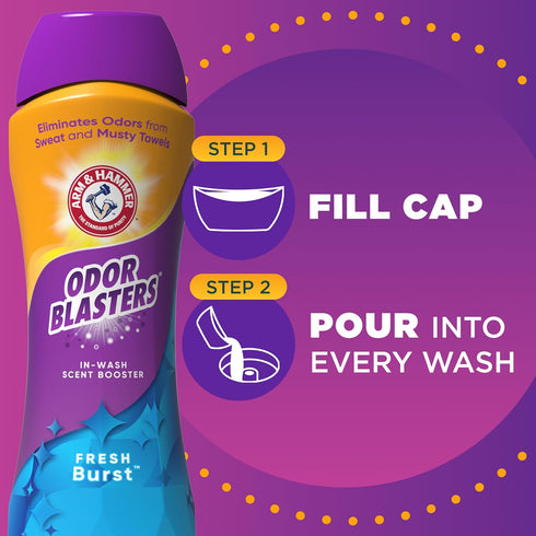 HAMMER 24 oz ARM & Odor Blasters In-Wash Laundry Scent Booster, Eliminates Tough Odors, Fresh Burst Scent, Bottle