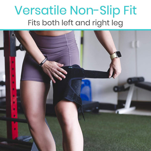 Vive Thigh Brace - Hamstring Quad Wrap - Adjustable Compression Sleeve Support for Pulled Groin Muscle, Sprains