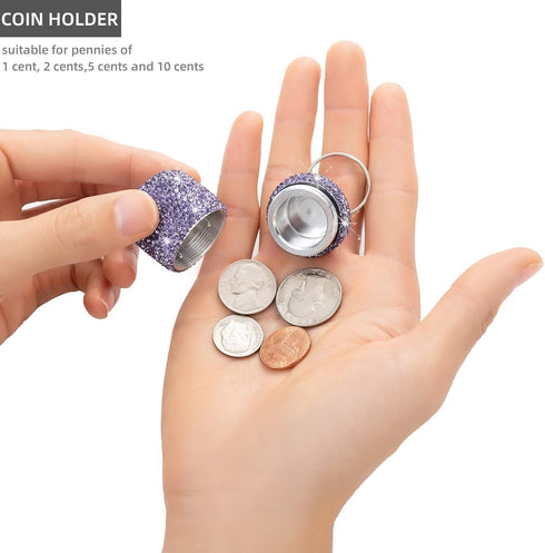 Bling Keychain Pill Holder, Small Pill Box for Purse, Portable Organizer Container for Capsule Vitamin Supplement