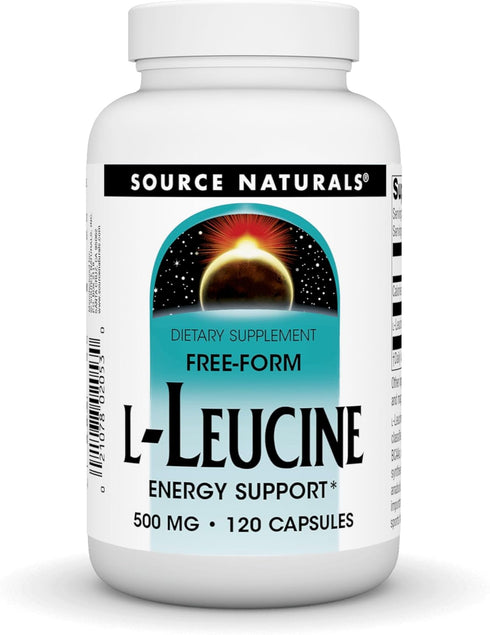 Source Naturals L-Leucine Free Form Essential Amino Acid Supplement for Energy Support - 120 Capsules