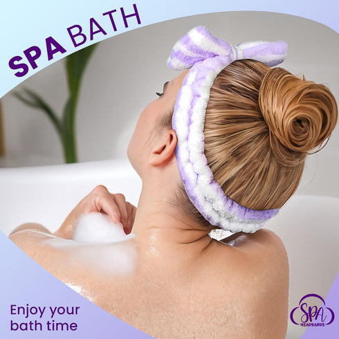 YGDZ Spa Headband for Washing Face, Fluffy Bow Makeup Headband Set for Women & Girls