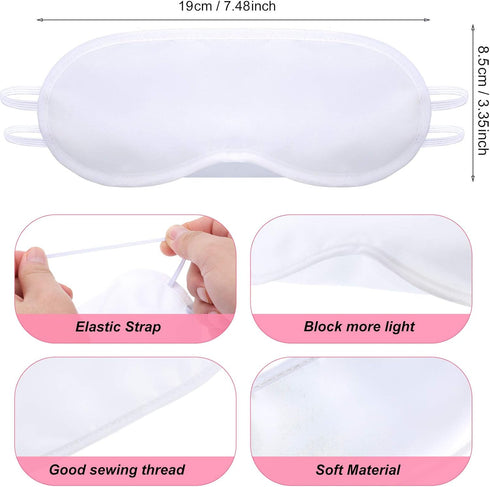 SATINIOR 10 Pcs White Eye Mask Bulk - Sleepover Party Supplies with 8 Fabric Marker Pen for DIY Decorate