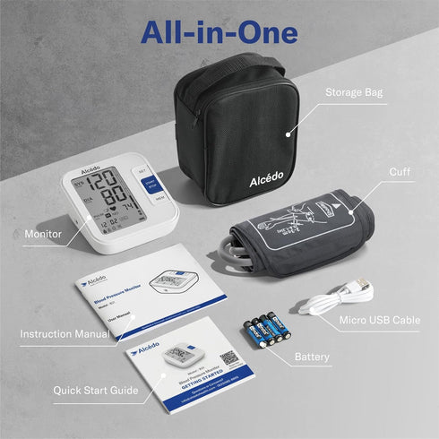 Alcedo Blood Pressure Monitor for Home Use, Automatic Digital BP Machine with Large Cuff, LCD Screen, 2x120 Memory