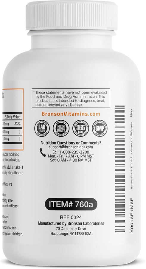 K2 MK7 K2 MK4 K1) 180 Vitamin K Triple Play (Vitamin / Vitamin / Vitamin Full Spectrum Complex Vitamin K Supplement