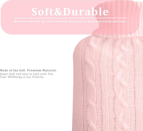 Mioerouu Cover,2L Hot Water Bottle with Knitted Hot Water Bag,Hand Warmer Bag,Hot and Cold Therapies for Sore