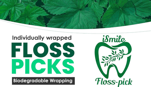 i-Smile Dental Floss Picks, Extra Mint Flavor, Individually Wrapped in Biodegradable Paper, Promotes Gum Health