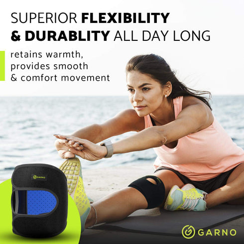 GARNO Knee Brace Plus Size, Dual Patella Tendon Support Strap, Adjustable Neoprene Stabilizer