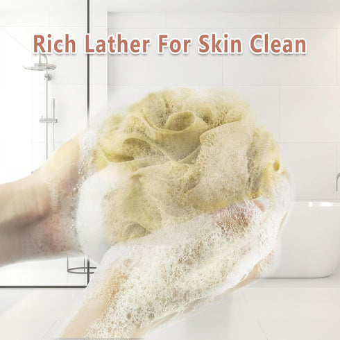 Shower Loofah Bath Sponge, 60G Exfoliating Body Scrubber, 4 Color Mesh Shower Pouf Balls for Body Wash (Caramel Coffee)