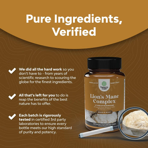 Advanced Lion's Mane Mushroom Supplement - 5X Fruiting Body Complex with Chaga, Maitake, Shiitake, Reishi (120 Caps)