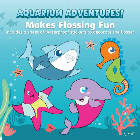 AquaSonic Kids' Water Flosser for Ages 6+, 4 Flossing Modes, Aquarium Adventures Theme (Pink)