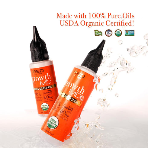 RED by Kiss Hair Growth Oil, Growth MD Scalp & Hair Strengthening Oil, 100% Natural Ingredients, USDA Organic