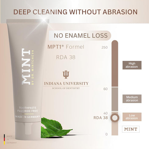 MPT1 2.78 oz Mint Toothpaste Without Fluoride - Vegan and Without microplastic - Cleans Particularly Thoroughly