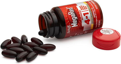 Omega-3 900mg 4in1, 60 2x Omega-3, 60 Count Megared Fish & Krill Oil Supplement - MegaRed Advanced softgels, More