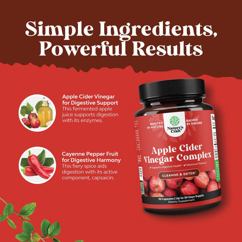 Cleansing Apple Cider Vinegar Capsules - Extra Strength ACV Cleanse and Detox Pills for Gut Health (30 Servings)