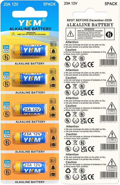 23A 12V Alkaline Battery LR23A A23S MN21/23 for Ceiling Fan Remotes and Garage Door Openers (10 Pack)